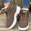 Fashion Fashion Women Warm Boots Mid Heels Shoes Winter Students Flat Boots Walking Pure Color Lace-up Boots Shoes Casual Sports Shoes