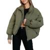 Winter Women's Short Puffer Coat, Oversized Cropped Jacket with Loose Fit & Lazy Style, Warm Down Cotton Coat for Casual Wear