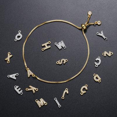 Messing Mikro-Inkrustiertes Englisch Buchstaben Zirkon Armband Damen Ausziehbares Armband Verstellbarer Schmuck Vl197