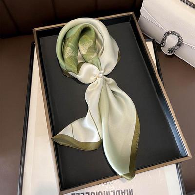 Hangzhou 100% Maulbeerseide Floral Lotus Damen Schal, 53cm Quadratisches Tuch