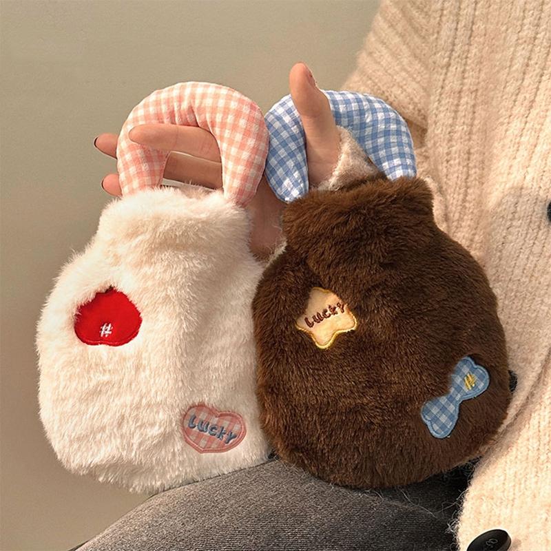 Bolsa de Água Quente de Pelúcia Desenho Animado Portátil Grade Bonita Bolsa de Água Quente Meninas Aniversário Natal Ano Novo Presente Lavável Espessa Bolsa de Água