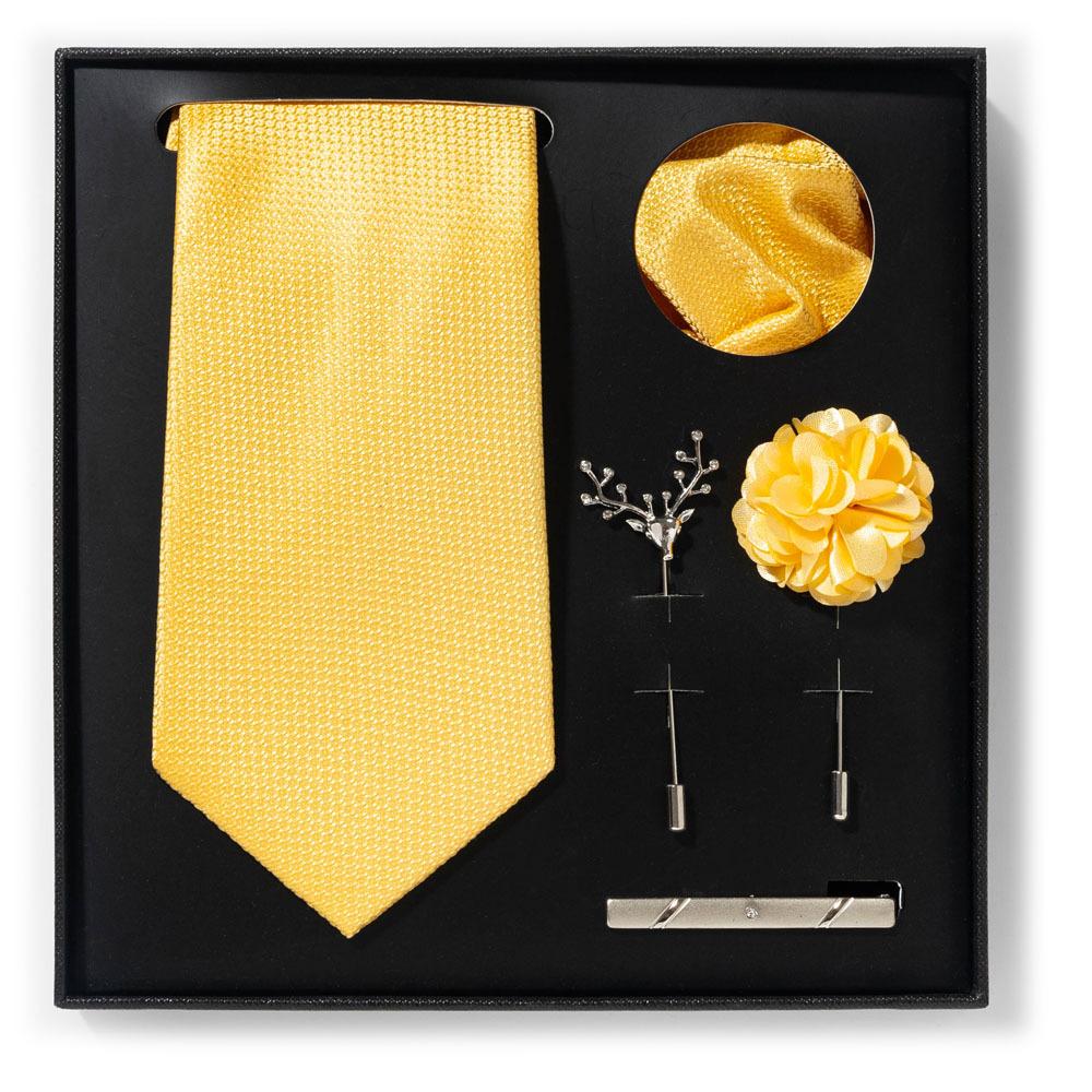 Tie Men'S Net Color Striped Cashew Flower Men'S Tie High Sense 6-Piece Gift Box Men'S Suit Accessories