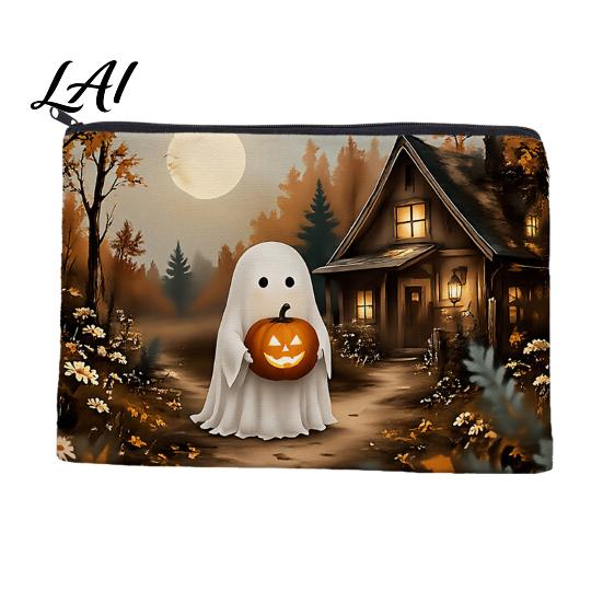 Makeup Storage Bag Halloween Bag Scratch Resistant Durable Canvas School Supply Organizer Zipper Toiletry Pouch for Cosmetics And Stationery Pencil