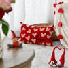 AVOIN colorlife Valentine's Day White Love Heart Throw Pillow Cover, 12 x 20 Inch Red Anniversary Wedding Cushion Case Decoration for Sofa Couch