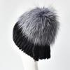 Natural Mink Fur Hats for Women Winter Hand Woven Fur Tail Fox Fur Knit Caps Fashion Design Warm Female Ski Beanie