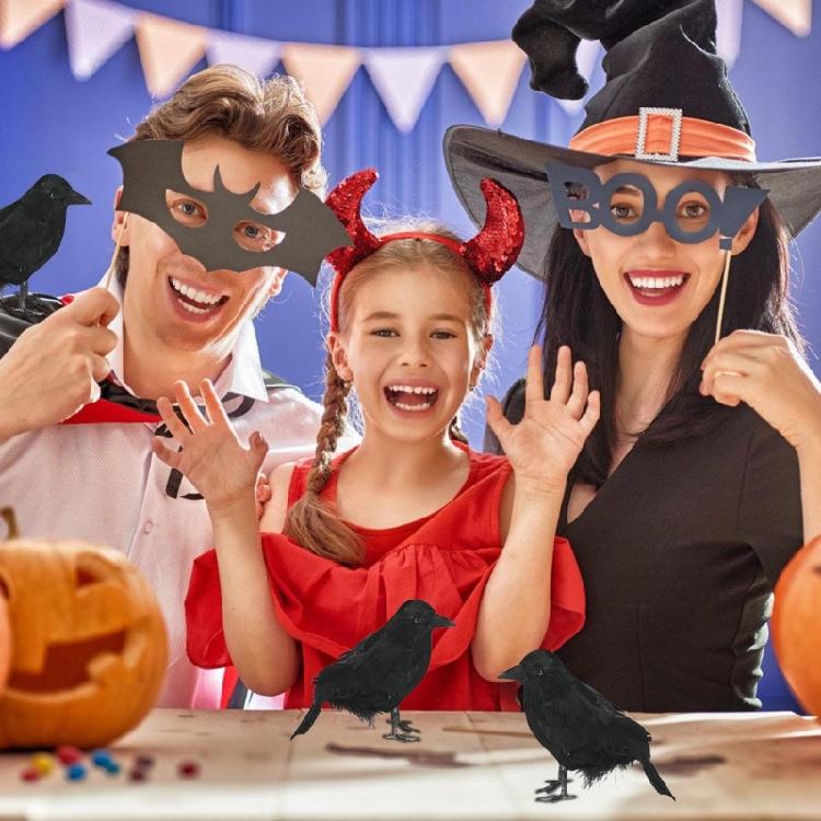 Haunting Halloween Crow Realistic Feathered Corbie Decoration for Theme Parties Simulated Black Bird Shape Adorment