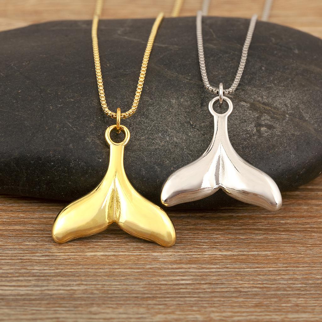 Nidin Hot Sale Original Design Mermaid Tail Shape Pendant Necklace For Women Female Fashion Versatile Chain Choker Jewelry Gifts