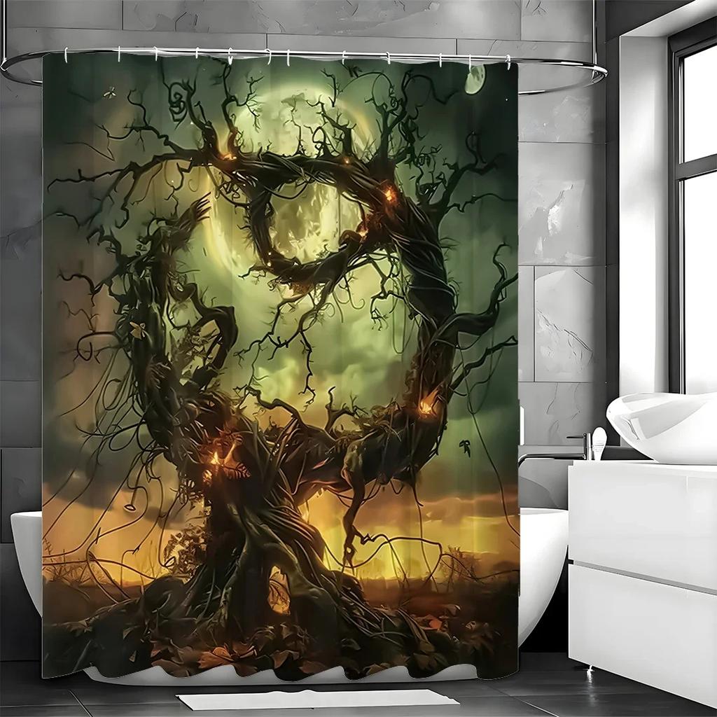 Magic Forest Dead Vine Old Tree Shower Curtain, Bathroom Decorative Shower Curtain, Waterproof Shower Curtain with Hooks