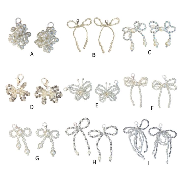 Beautiful Bowknot Shoe Adornments Sophisticated Pearls Bowknot Shoe Accessory Personalized Beaded Show Decoration