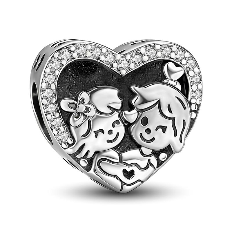 Copper Lucky 777 Sweet Couple Love Heart Series Bead Diy Bracelet Bangle Making Gift Of High Quality Fine Jewelry