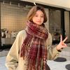 2025 Korean imitation cashmere scarf women's autumn and winter high-end warm shawl cute versatile plaid scarf