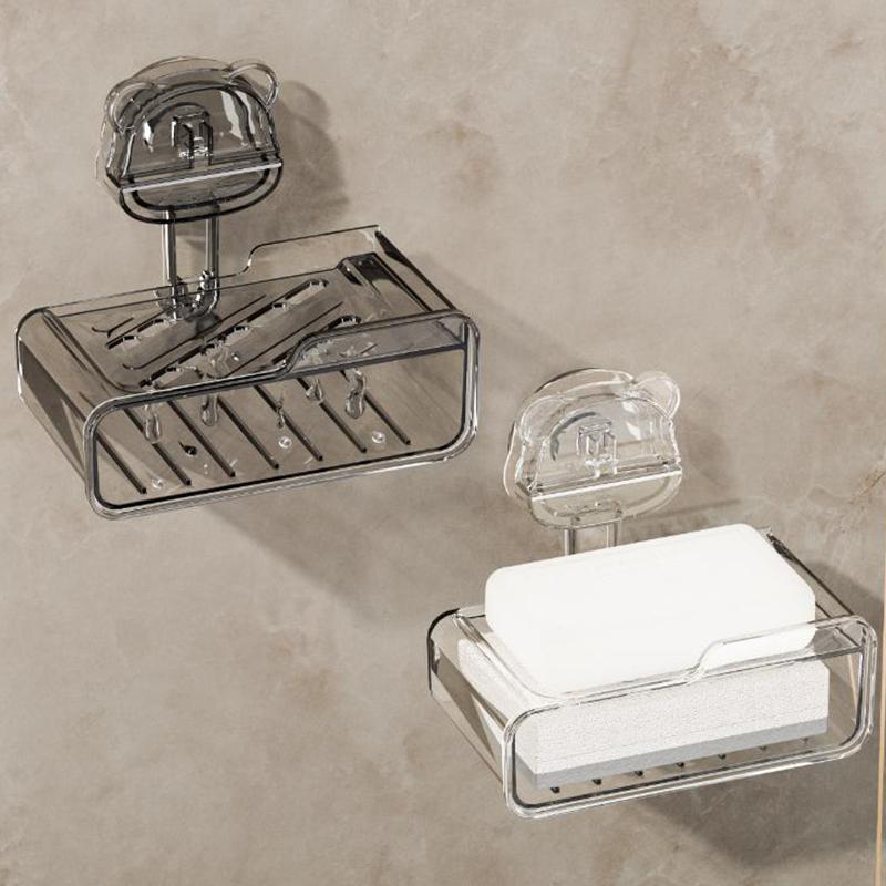 Suction Cup Soap Holder Shower Dish With Drainage Holes, No Drill Wall Mounted For Bathroom Shower, Vanity Soap Holder