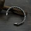Vintage Viking Eagle Head Bracelet for Men Punk Domineering Stainless Steel Open Bracelet Amulet Jewelry Gifts