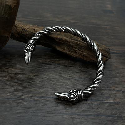 Vintage Wikinger Adlerkopf Armband für Männer Punk Dominant Edelstahl Offenes Armband Amulett Schmuck Geschenke