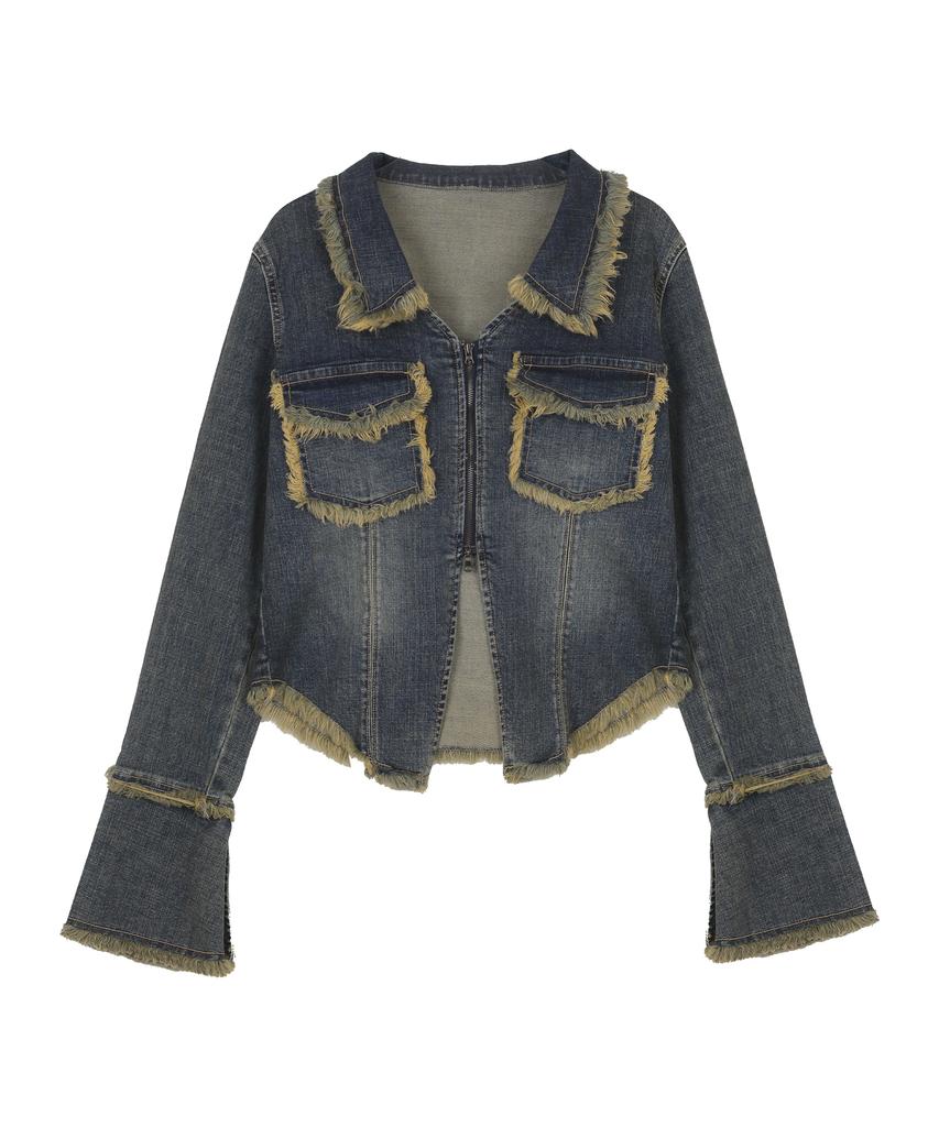 High School Disco Vintage Denim Zip-Up Jacket