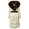 OFTBUY Winter Jacket Women Long Natural Real Raccoon Fox Fur Collar White Duck Down Coat Belt Thick Warm Casual Outerwear