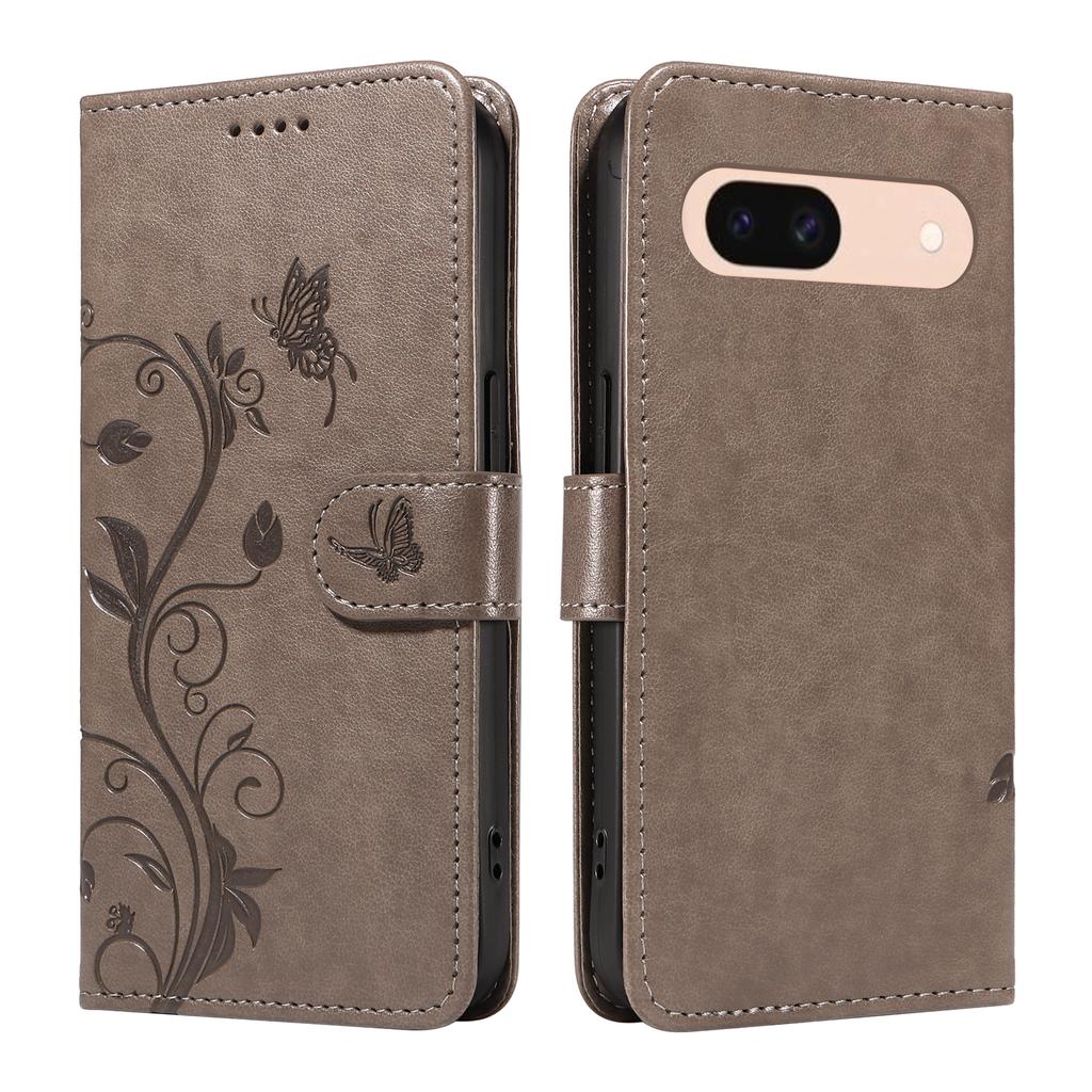 For Google Pixel 8a PU Leather Cases Flower Pattern Wallet Stand Phone Cover with Strap