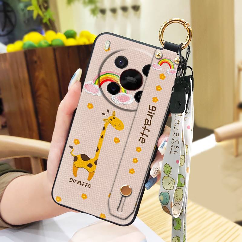 Silikonowe etui na telefon z smyczą dla ZTE Blade V70 Max/Nubia V70 Max Pyłoszczelny pasek na nadgarstek Podstawka Odporny na uderzenia Tylny pokrowiec