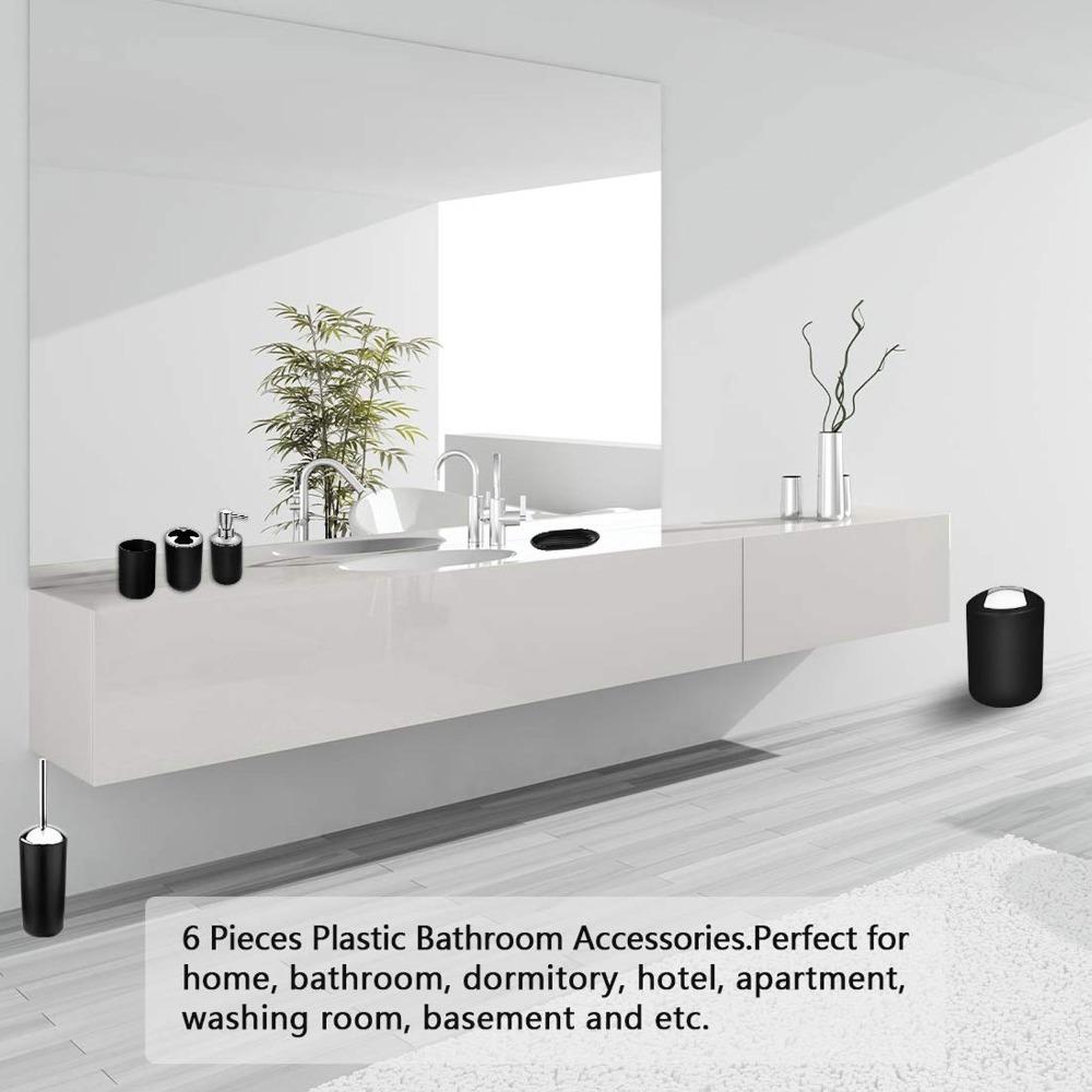 Plastic Bathroom Organizer Set White Black Toothbrush Holder Kit Bathroom Washroom чёрный