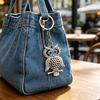 2 Stück böser Blick Eule Schlüsselanhänger Metall Eule Taschenanhänger Rucksackanhänger Retro böser Blick Schlüsselanhänger für Damen Geldbörse Handtasche