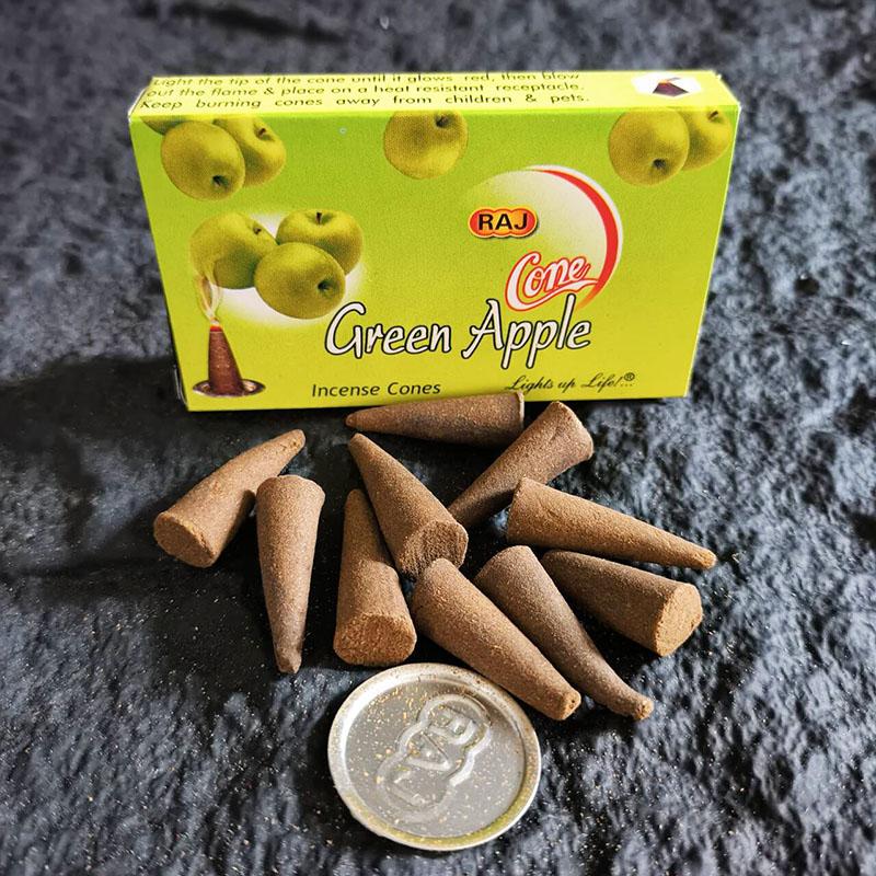 

Индийский ладан ручной работы Ладан Пачули Башенные благовонные конусы с металлической подставкой для благовоний Буддийские украшения Аромат для дома Green apple