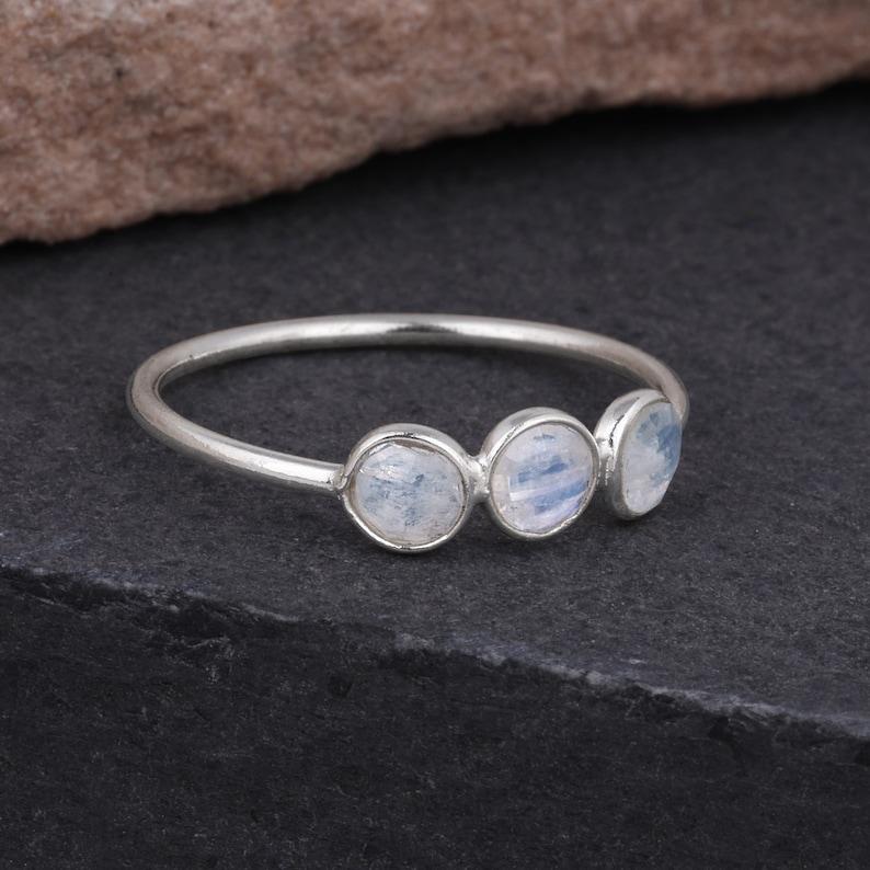 Moonstone Gemstone Ring, Designer Ring, Stacking Ring, Gift For Her, Stacking Ring, Anniversary Ring, 925 Silver Ring