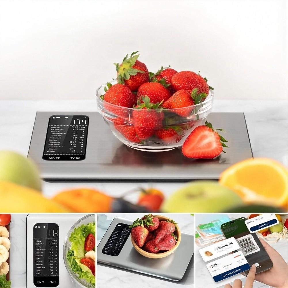 Edelstahl Intelligente Ernährungs-Lebensmittelwaage Kostenlose App mit 19 Nährstoffen Tracking Ernährungsrechner Ernährungs-Tracker-Waage