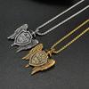 Opk Jewelry Vintage Titanium Steel Michael Sword Shield Pendant Angel Wings Cross Necklace