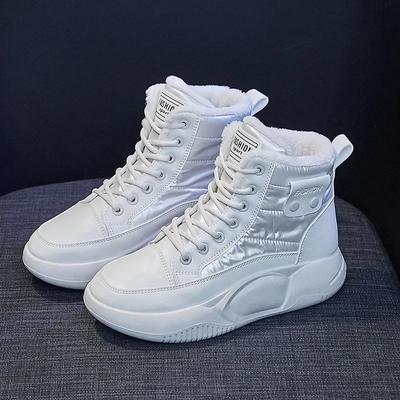 Fashion Snow Boots Women Non-slip Sneakers Winter Warm Fashion Lace Up Round Toe Thick Sole Plush Sport Cotton Shoes Short Boots