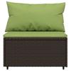 VidaXL Garden Center Sofa with Brown Wicker Cushions, Sofa, Garden Sofa, Sectional Center Sofa, 319833