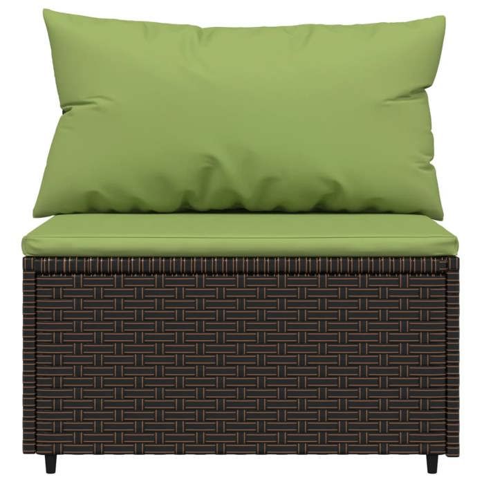 VidaXL Garden Center Sofa with Brown Wicker Cushions, Sofa, Garden Sofa, Sectional Center Sofa, 319833