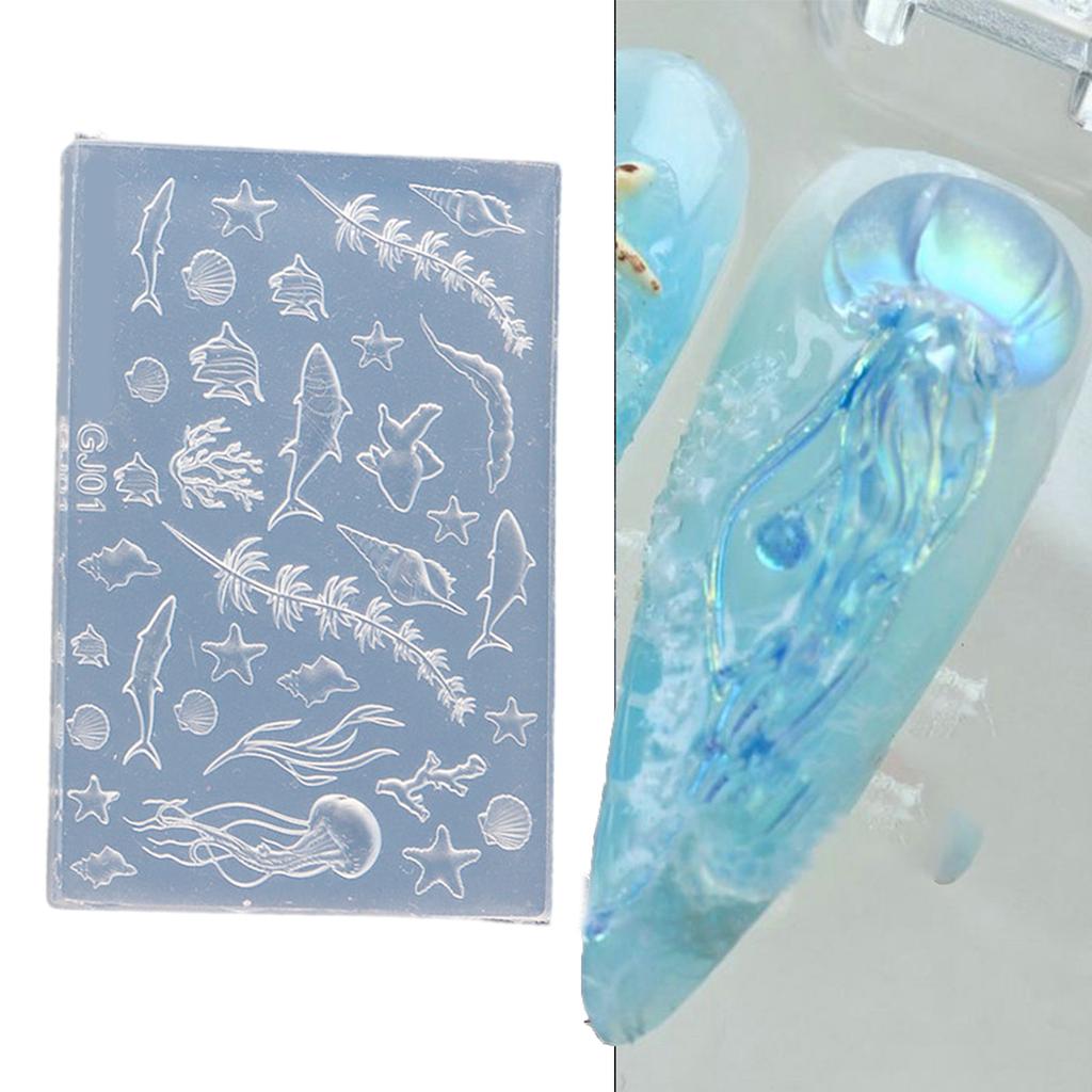 Silicone Nail Decorating Molds Sea Series Small Accessories Crafting Molds Suitable for Beauty Enthusiasts Present