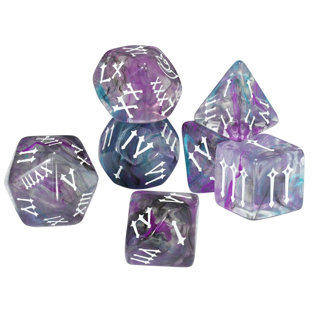 Roman Digital Dice 7pcs Polyhedral Dice Set for Table Game DND TPRG, as Gift and Collection