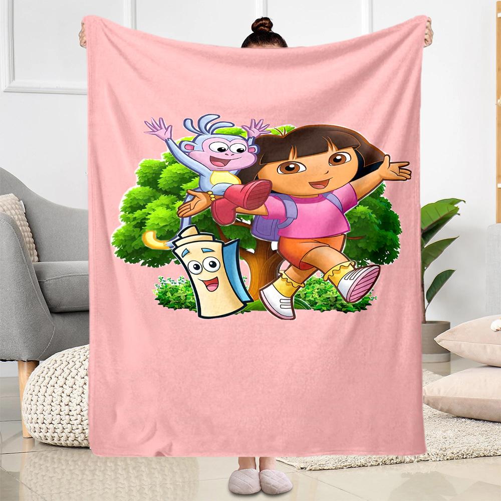 Dora Explorer Blanket Durable Comfort Suitable for Chair Office Seaside for All Seasons Playful Design Ideal Gift For Birthday Valentine'S Day