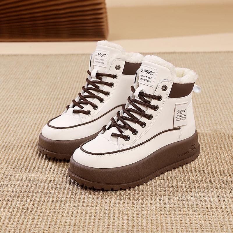 TUINANLE Women Winter Warm Snow Boots Plush Cotton Platform Sneakers High Top Lace Up Casual Shoes