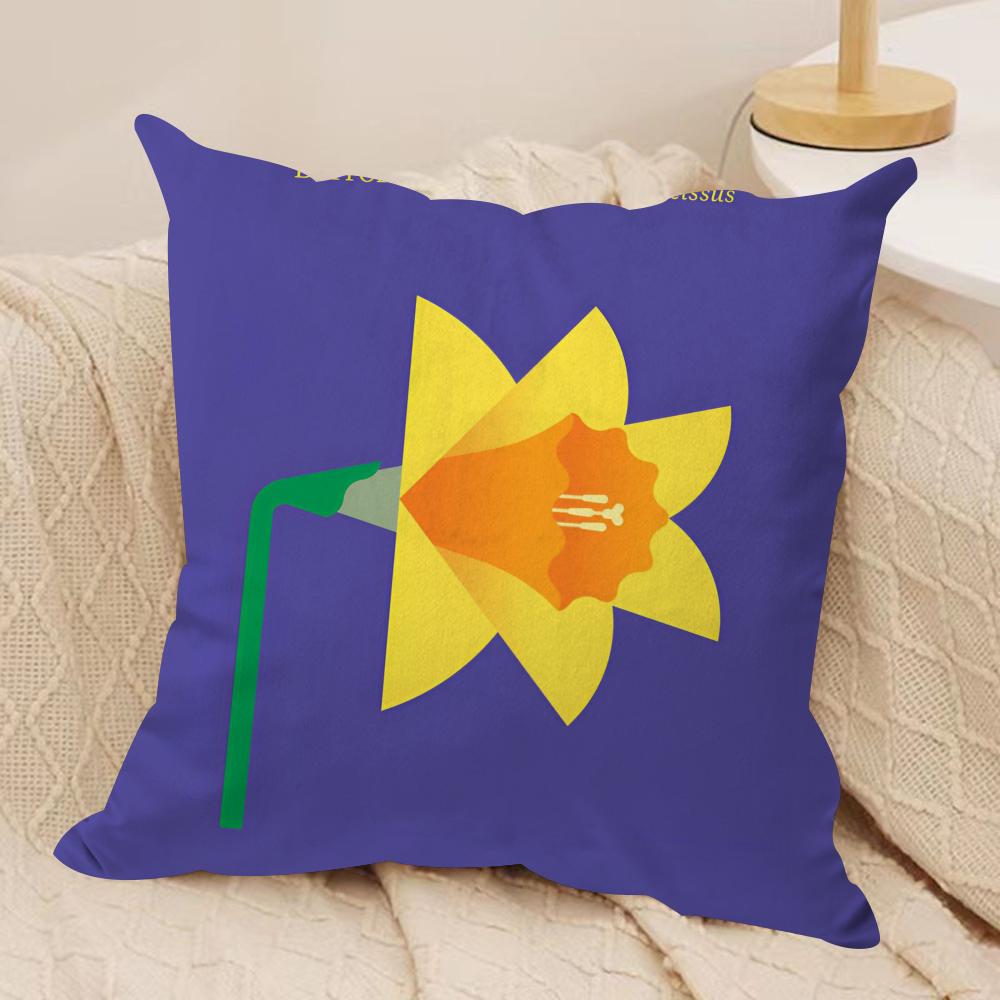 Simple Flower Art Cushion Cover Silky Short Plush Double-Sided Printed Pillow Case for Sofa All Seasons Home Decor Gift
