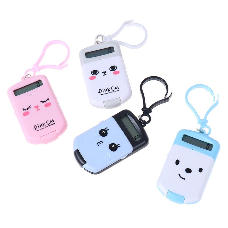 Cartoon Animal Flip-Top Mini Calculator Pendant for Kids