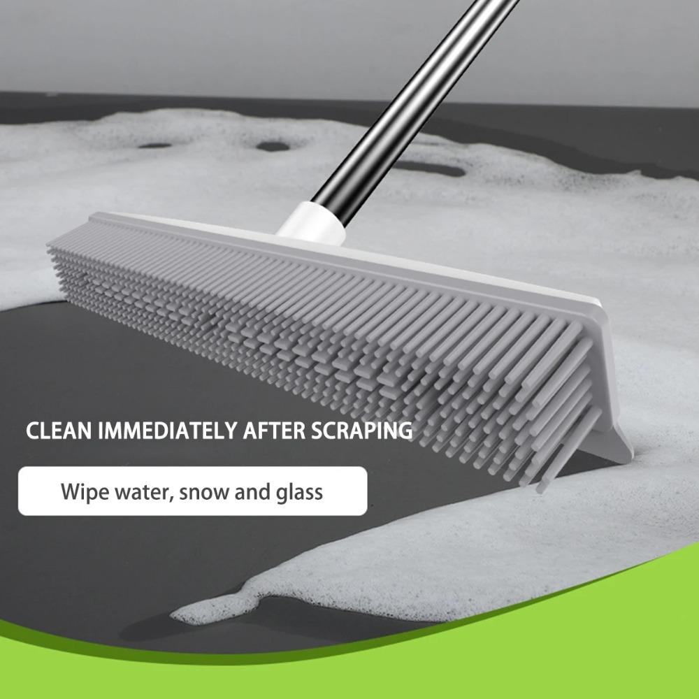 2 in 1 Carpet Brush Soft Pet Hair Remove Broom Carpet Rake Rubber Broom Hardwood Floor