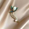 Korean Style Magnolia Pearl Brooch - Elegant, High-End Anti-Exposure Pin for Clothing Accessories