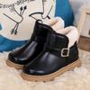 Children's Snow Boots Winter Non-slip Waterproof Thick Leather Cotton Shoes Boys Fleece Thickened Cotton Boots Girls Short Boots Students
