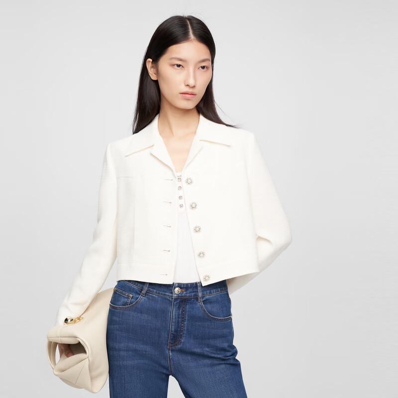 ELLASSAY Women s Short Pearl Button Blazer M