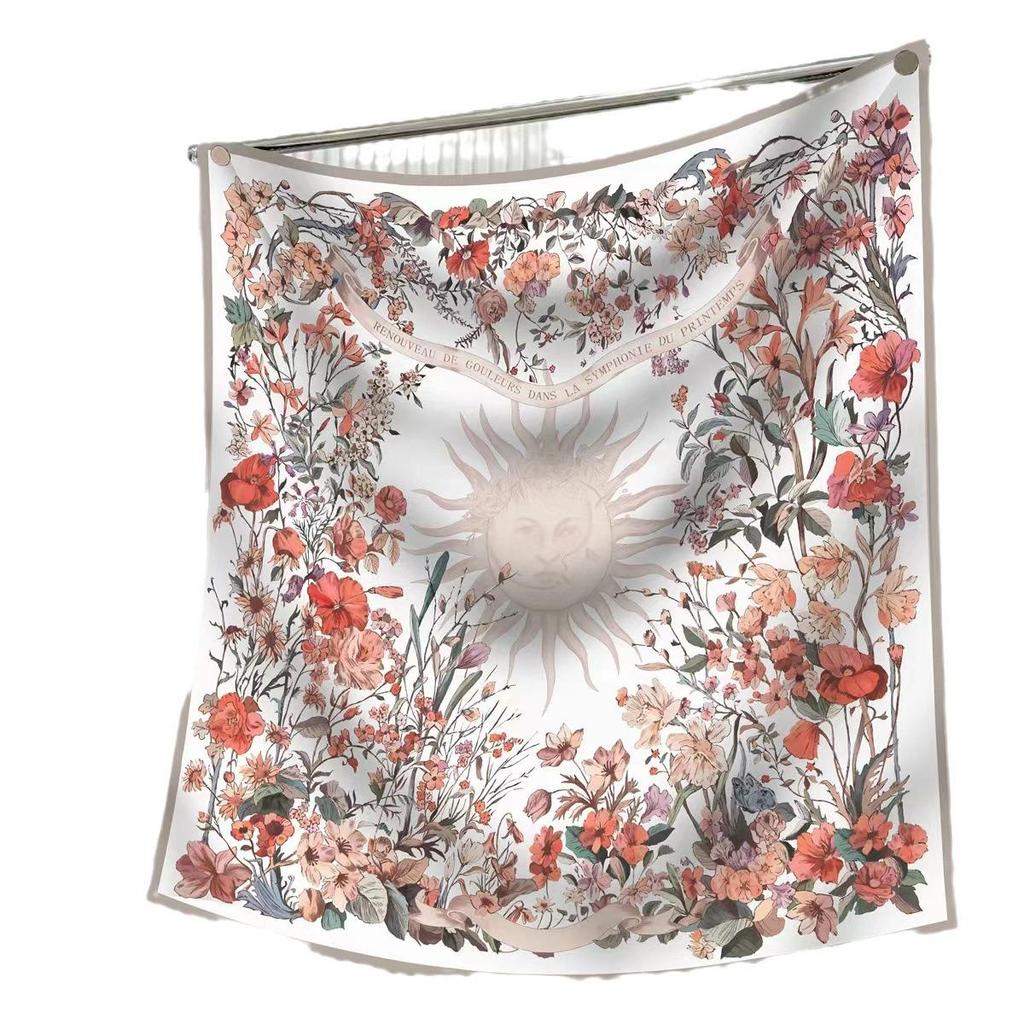 90cm Large Twill Silk Scarf: High-Quality, Fashionable Square Print, Versatile Shawl with Sun Protection