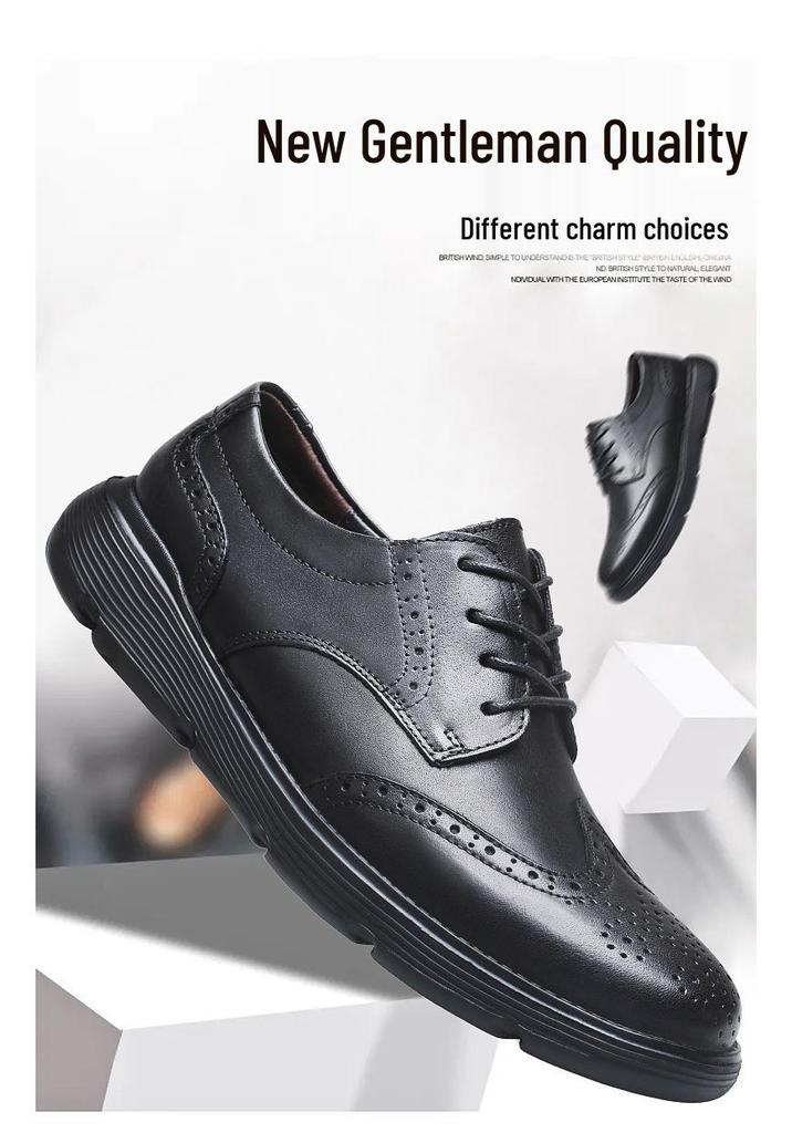 Men's British Style Genuine Leather Lace-up Shoes, Non-Slip & Breathable, Soft Sole, Large Sizes 45-50.