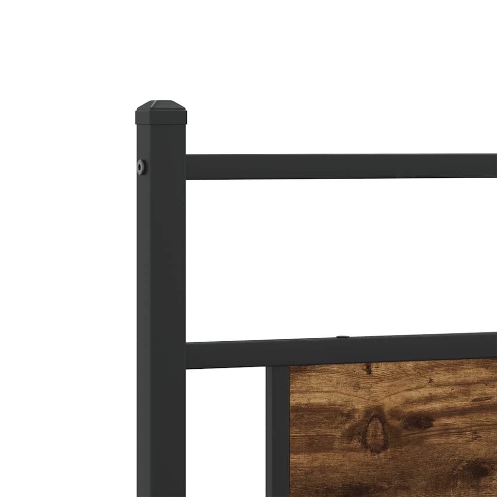 Metal Bed Frame without Mattress Smoked Oak Finish 200x200 cm