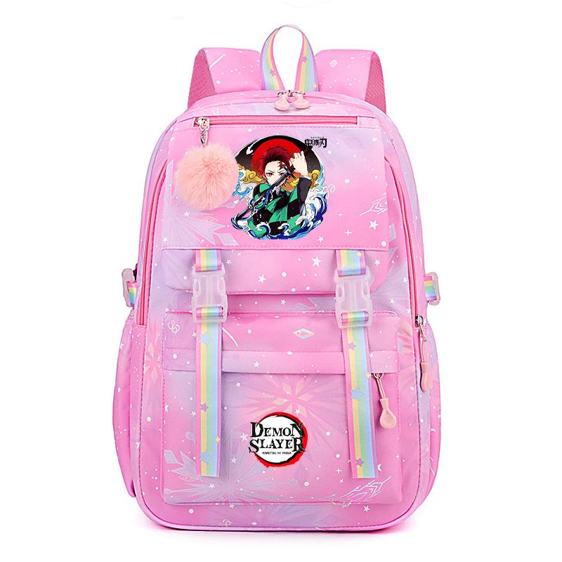 Anime Demon Slayer Backpack Computer Bagpack Sweet Soft Backpack Printed Girl Lightweight Schoolbag for Women Travel Leisure Bag Rucksack Mochila