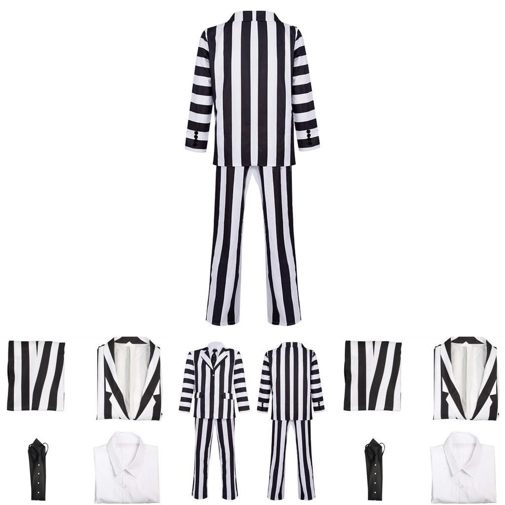 Michael Keaton Striped Suit For Halloween Wizard Cosplay Perfect For Stage Play