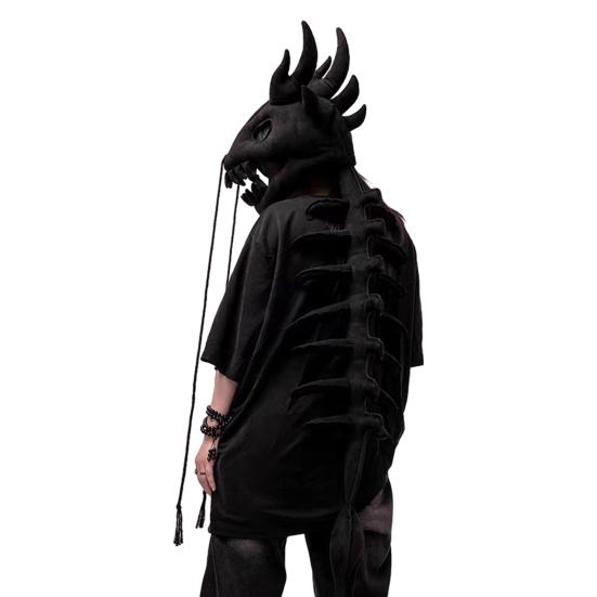 Костюм скелета динозавра Yousheng 3D Ультрареалистичный плюшевый костюм динозавра Дышащий Мягкий Безопасный для кожи Машинная стирка Костюм для Хэллоуина чёрный