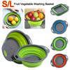 Silicone Folding Drainer Basket Drain Device Multifunctional Collapsible Colander Food Grade Fruit Vegetable Washing Basket