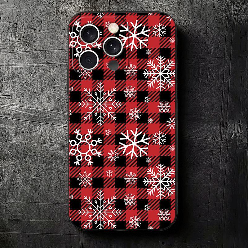 Snow Snowflake Winter Cold Soft Phone Case for iPhone 16 16E 17 Air 15 Pro Max 14 Plus 13 Mini 11 12 7 Black Cover Back Shell
