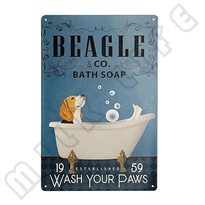 Funny Beagle Dog Metal Tin Sign Plate Retro Art for Bathroom Kitchen Restaurant Dessert Shop Pet Shop Farmhouse Home Room Decor